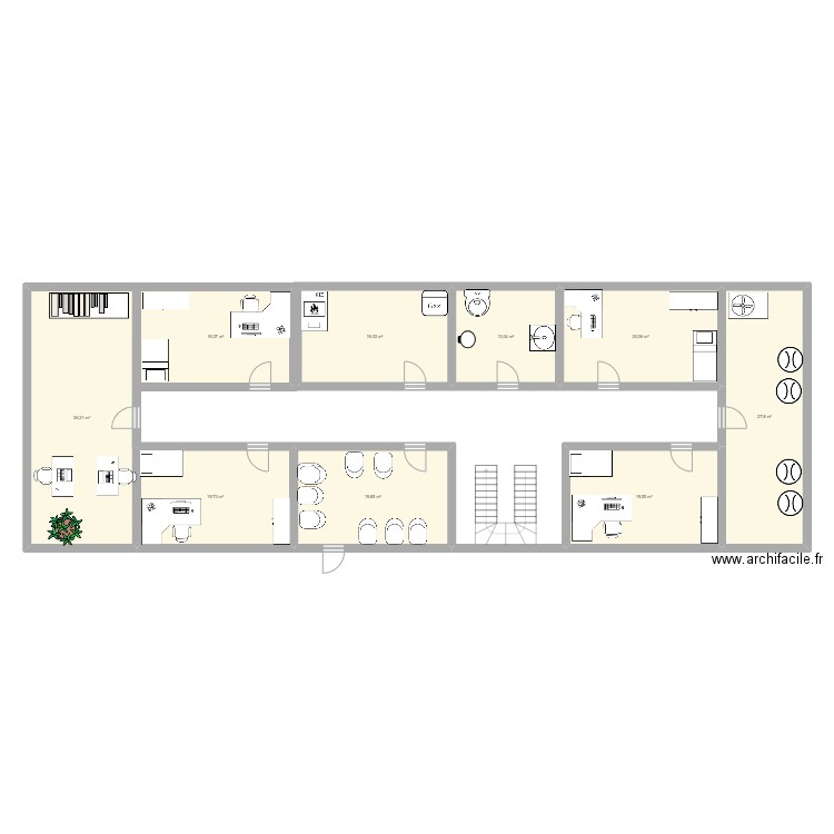 chrysalide 1etage. Plan de 9 pièces et 195 m2