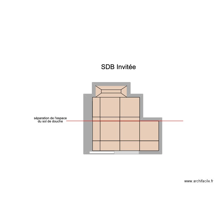 SDB Invitée CAVANI. Plan de 1 pièce et 3 m2