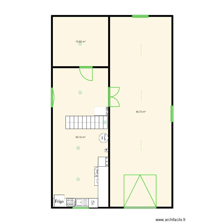 Plan sous sol. Plan de 3 pièces et 87 m2