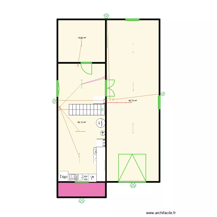 Plan sous sol. Plan de 4 pièces et 90 m²