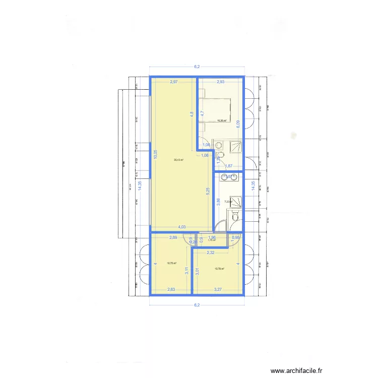 Maison gros morne v2. Plan de 6  et 82 m²