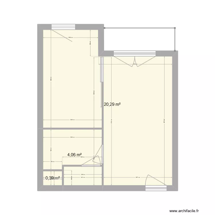 Appartement modif sans wc. Plan de 3  et 25 m²