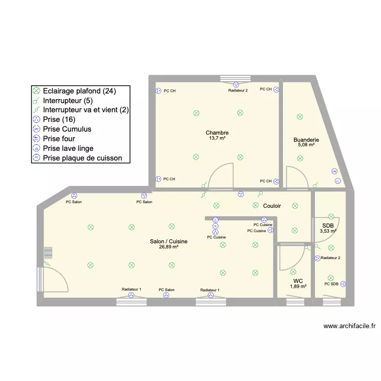 Elec BATOR Haut. Plan de 5 Pièces et 51 m² Elec BATOR Haut. Plan de 5 Pièces et 51 m²