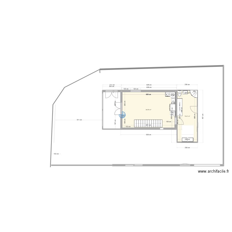 ExtentionStudio24. Plan de 3 pièces et 64 m2