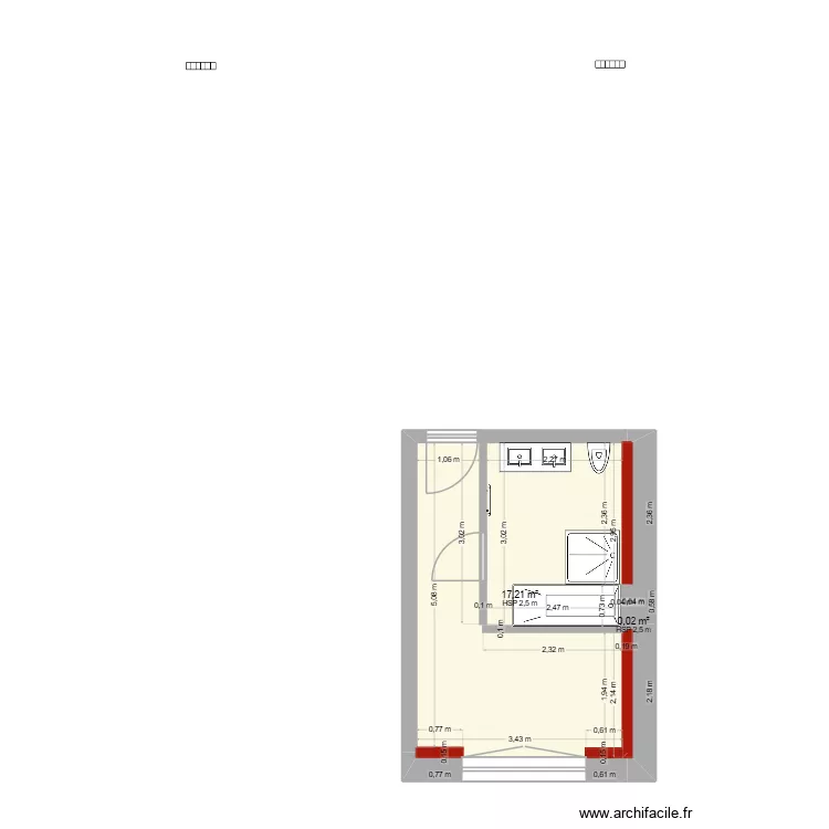 R+1SDB3. Plan de 2  et 17 m²