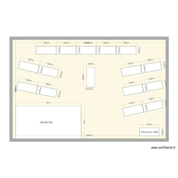 version 2. Plan de 1  et 128 m²