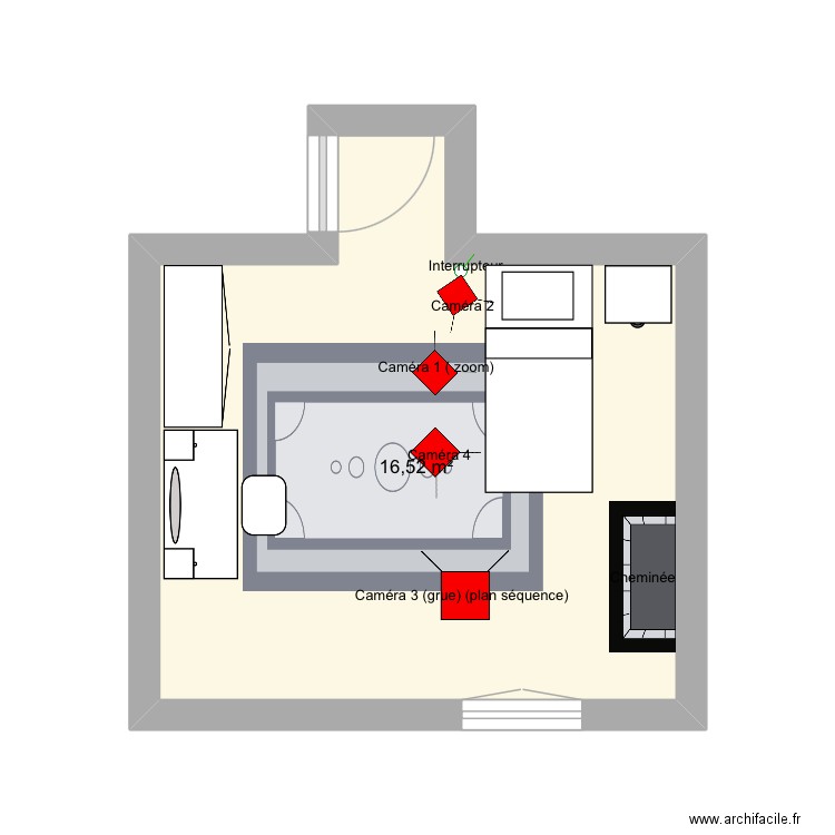 Plan au sol almd suspiria. Plan de 1 pièce et 17 m2