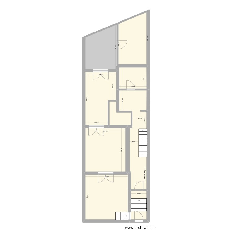 BAUCQ 77 Rez de Jardin Existant. Plan de 9 pièces et 94 m2