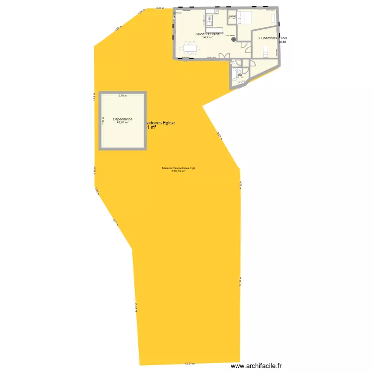 Maison Pescadoires eglise. Plan de 5 et 142 m² Maison Pescadoires eglise. Plan de 5 et 142 m²