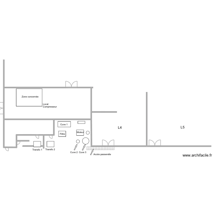 Local compresseur. Plan de 1 et 236 m² Local compresseur. Plan de 1 et 236 m²