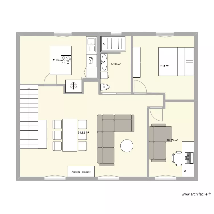 Maison Peyrestortes. Plan de 5  et 73 m²