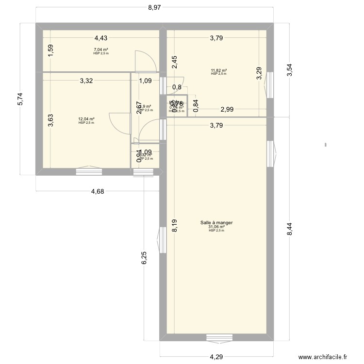 2 maison. Plan de 7 pièces et 67 m2