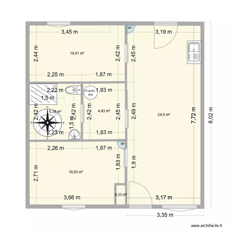 premier jet maison23. Plan de 6 pièces et 55 m²