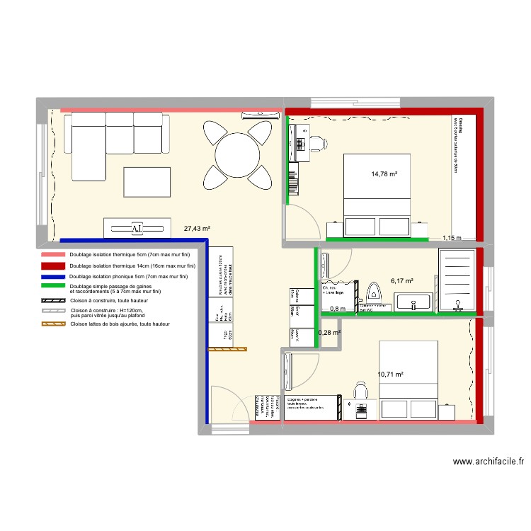 CHATEL - PLAN D'AMENAGEMENT. Plan de 5 pièces et 59 m2