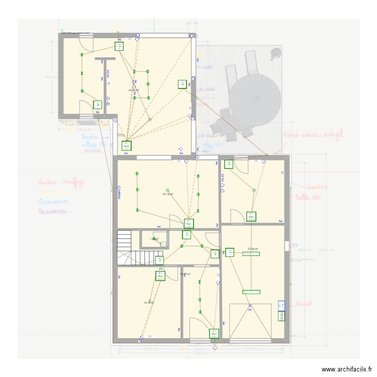 Crauthem. Plan de 13 pièces et 234 m2