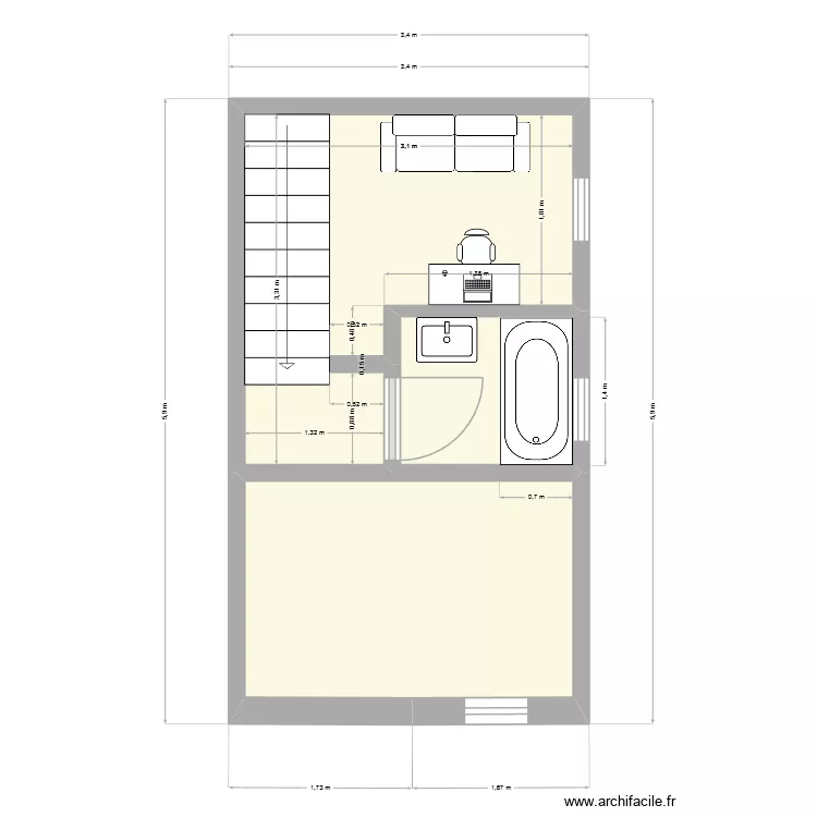 Maison Hourtin - &eacute;tage. Plan de 3 pièces et 16 m²