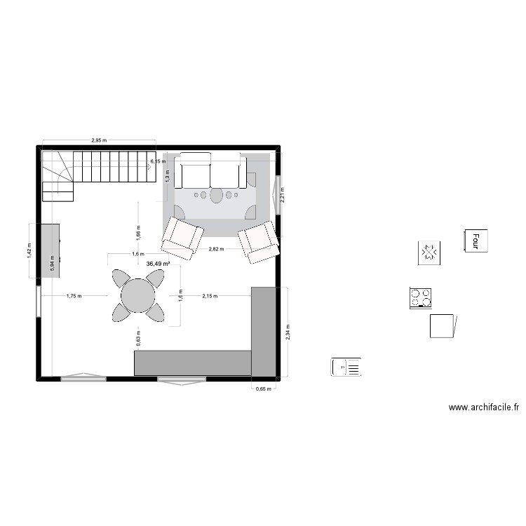 marssac. Plan de 1 pièce et 36 m2