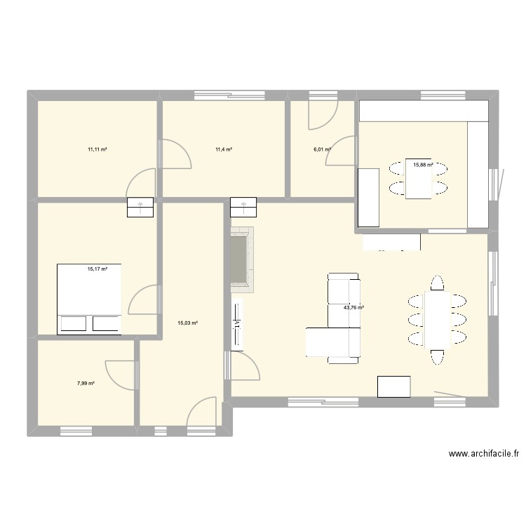 Maison Wépion. Plan de 8 pièces et 126 m2