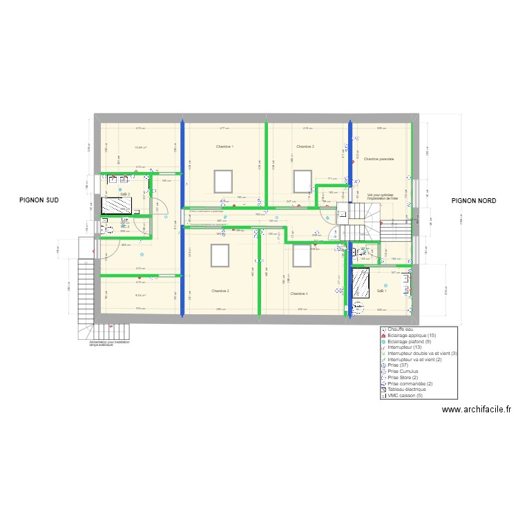 Plan implantation R+1 V5. Plan de 0 pièce et 0 m2
