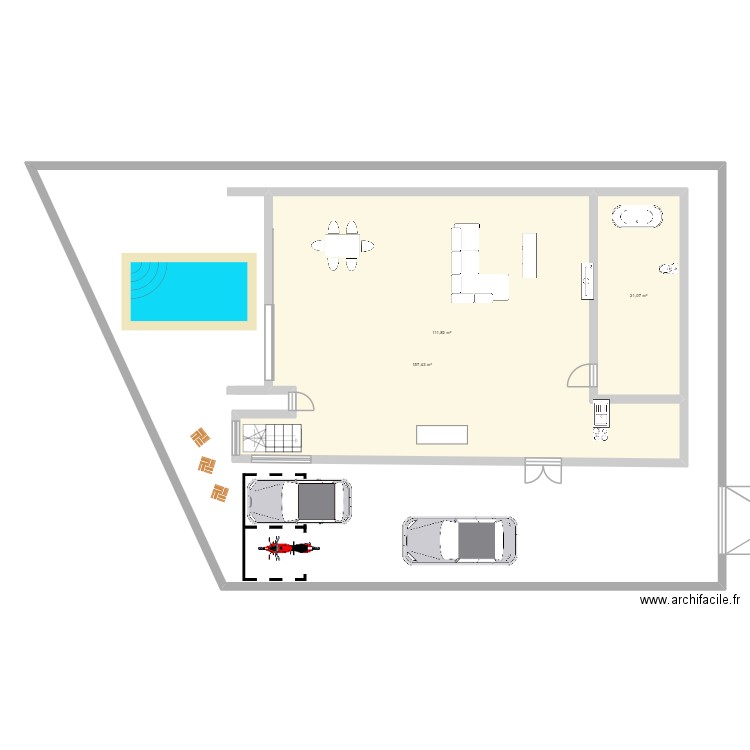 plan R+1. Plan de 3 pièces et 440 m2