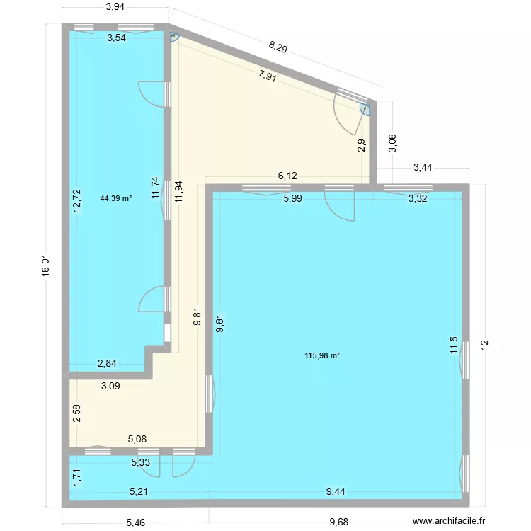 Saint-agne murs p&eacute;riph&eacute;riques. Plan de 3  et 215 m²