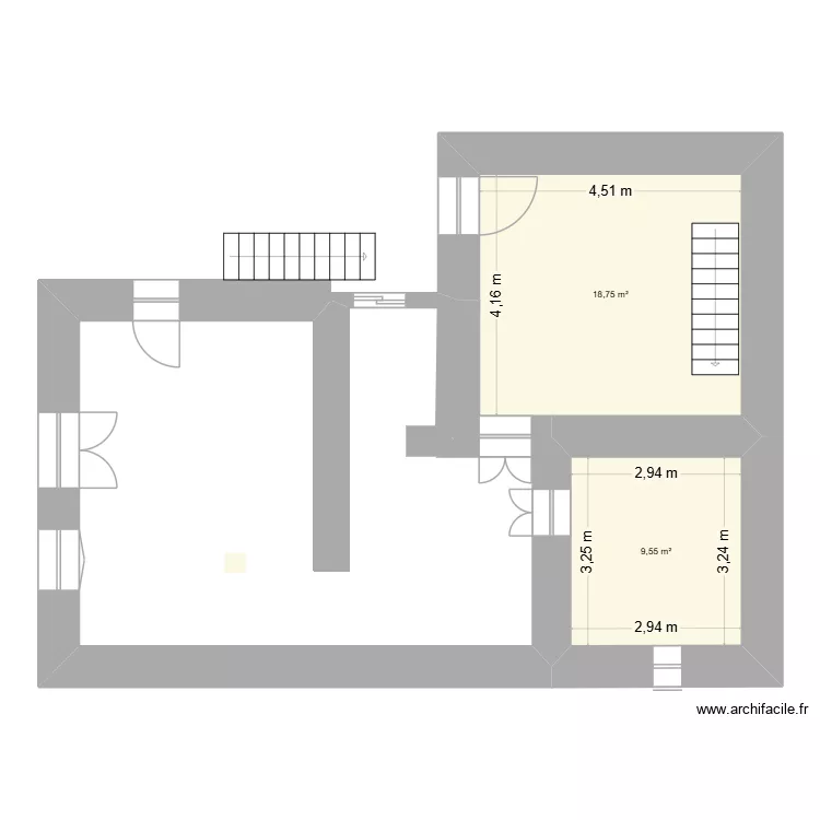 Plan R&eacute;novation du 24. Plan de 2  et 28 m²