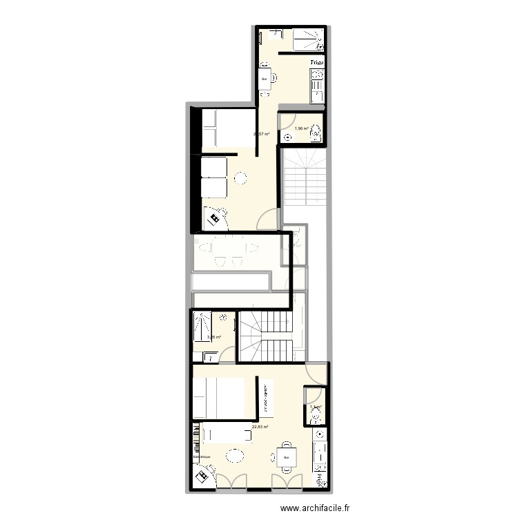 Industrie N0. Plan de 6 pièces et 61 m2