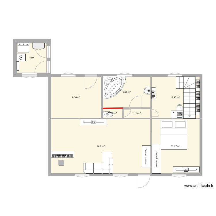Aménagement rez de chaussé . Plan de 0 pièce et 0 m2