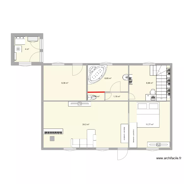 Am&eacute;nagement rez de chauss&eacute; . Plan de 
