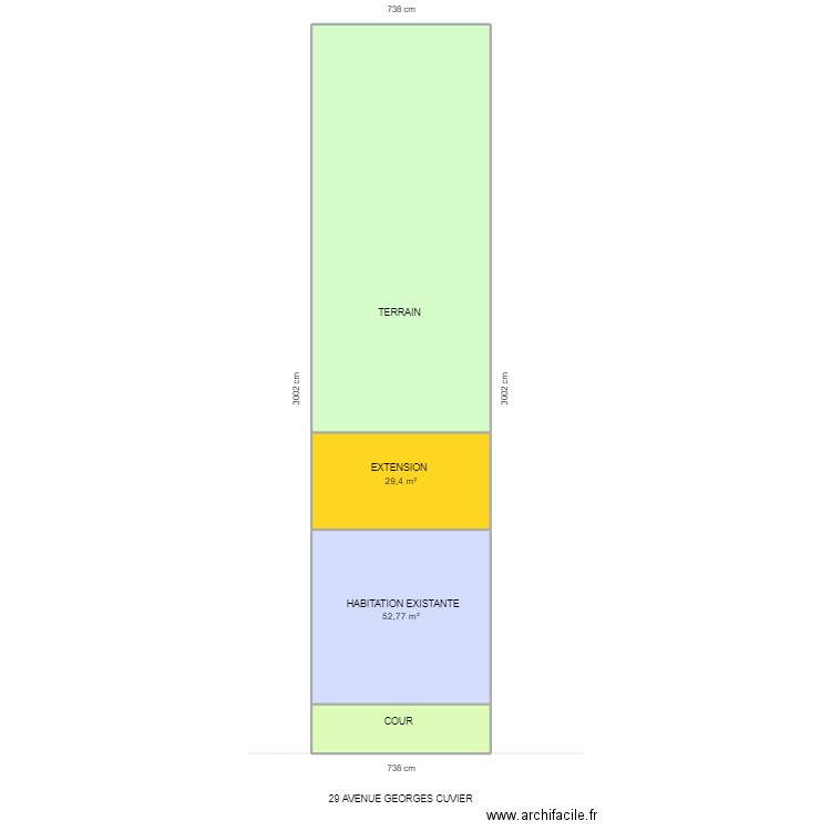 MASSE. Plan de 4 pièces et 221 m2