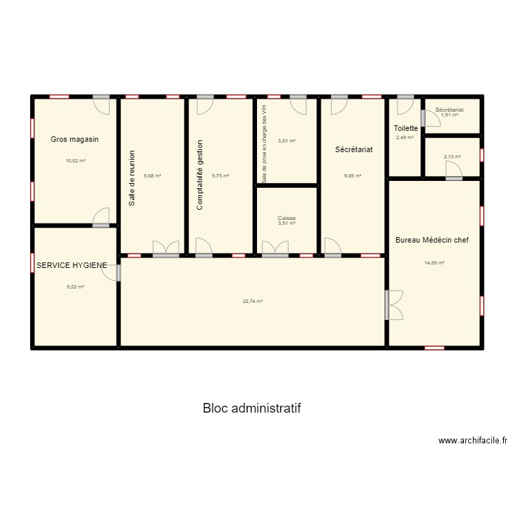 Vue en plan Bloc administratif de BOPA. Plan de 0 pièce et 0 m2