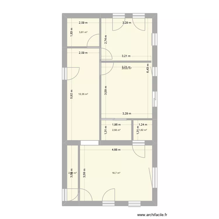 Appartement Sous-sol. Plan de 7 Pièces et 60 m²