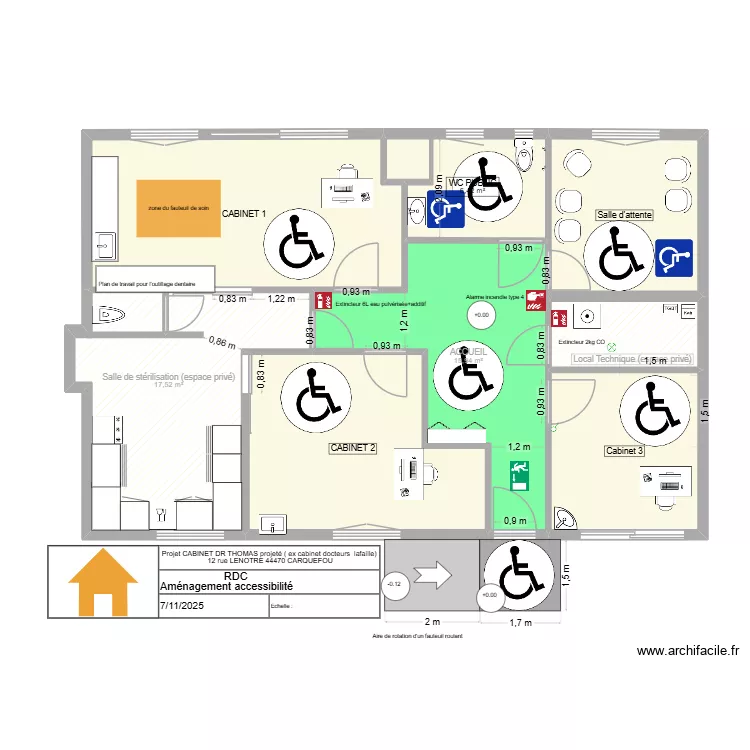 CABINET DR THOMAS   plan d\'accessibilit&eacute; 2026. Plan de 8  et 100 m²