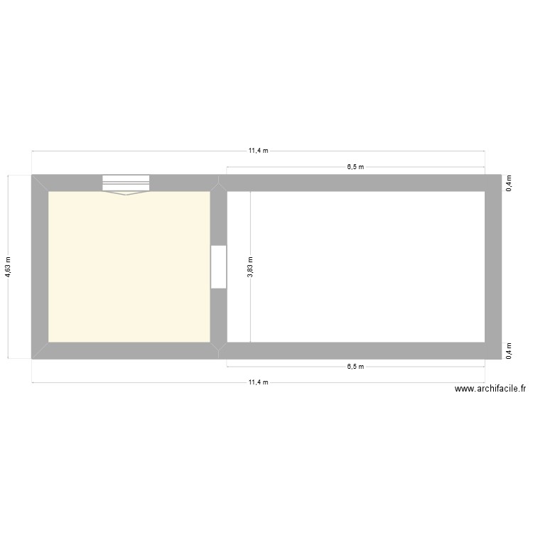 MOULIN grenier. Plan de 1 pièce et 16 m2