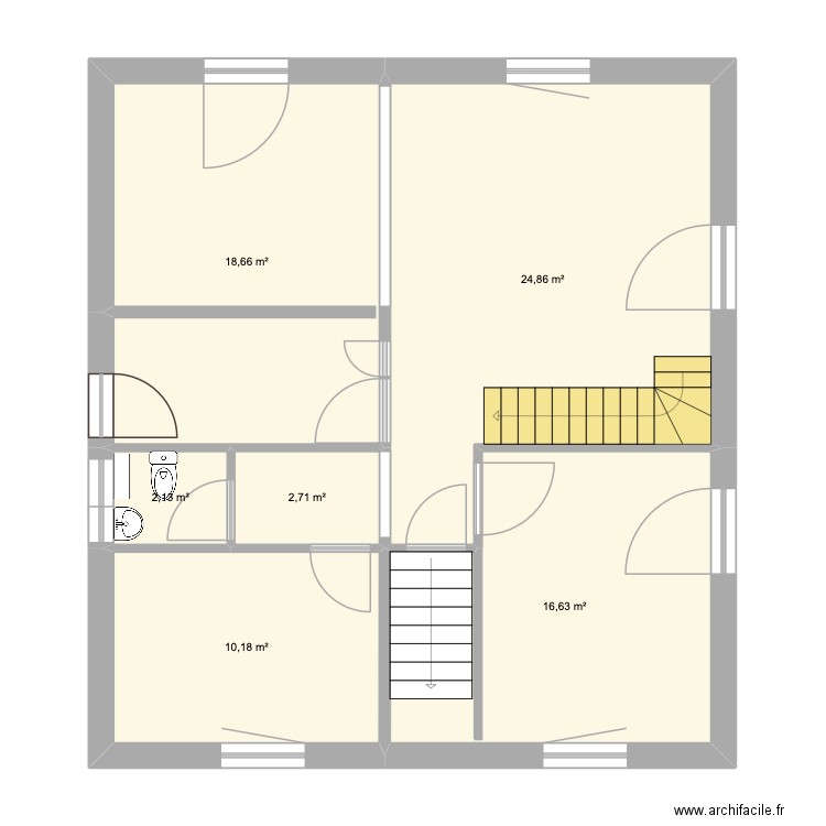 essaiWick. Plan de 6 pièces et 75 m2