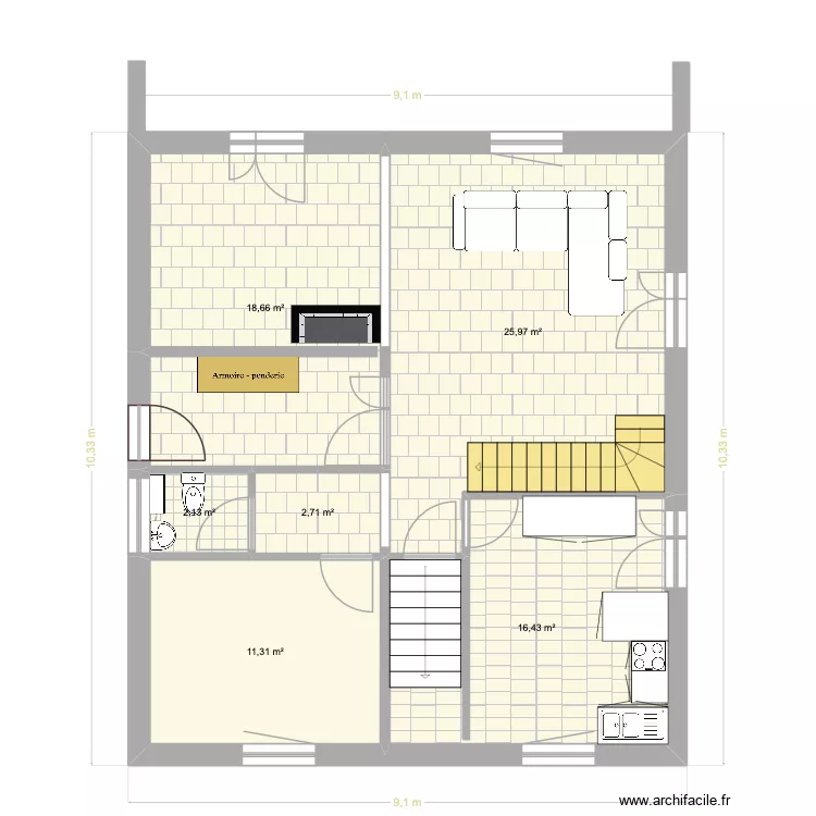 essaiWick. Plan de 6  et 77 m²