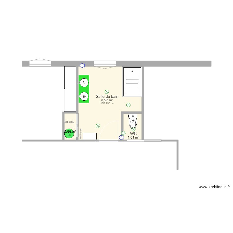 Nouvelle Salle de Bain (porte galandage). Plan de 0 pièce et 0 m2