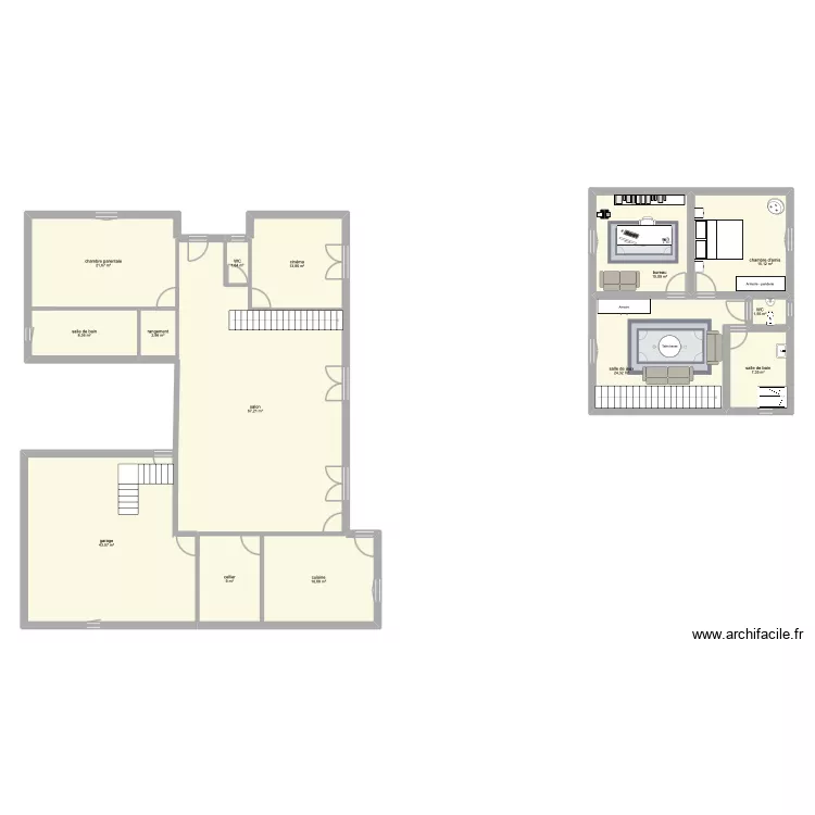 maison. Plan de 14  et 248 m²