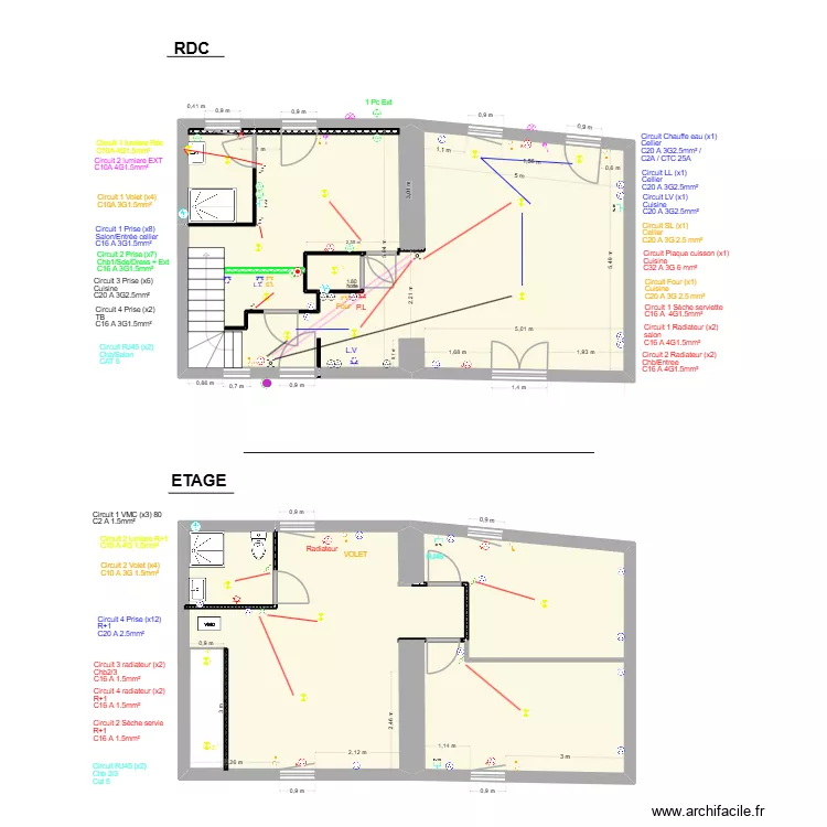 Mne COLIN rdc. Plan de 4  et 125 m²