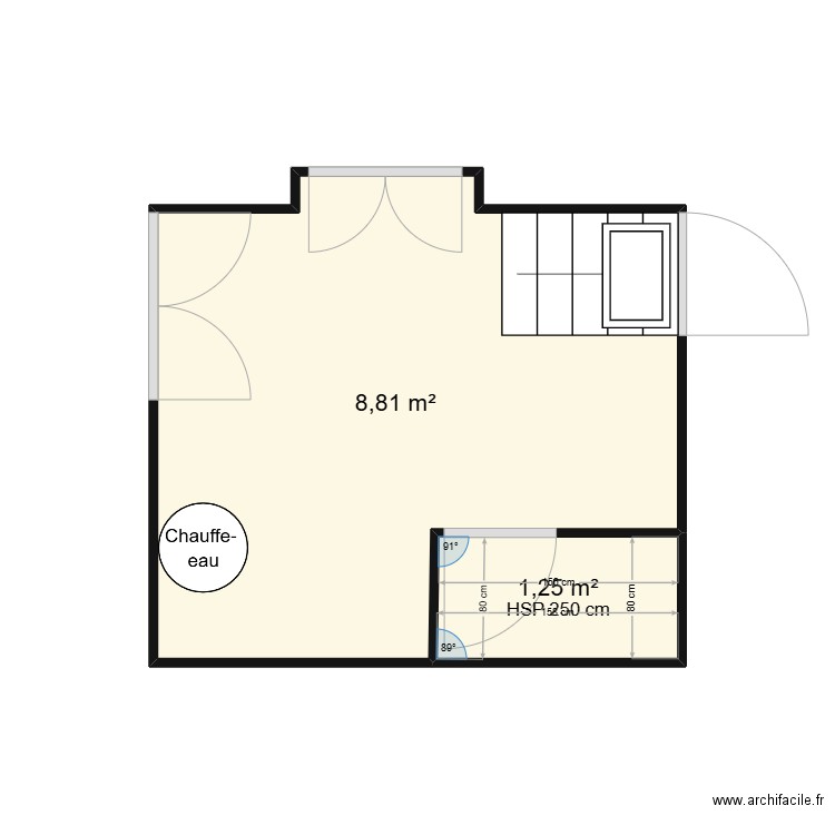 LEPRON GITE. Plan de 2 pièces et 10 m2