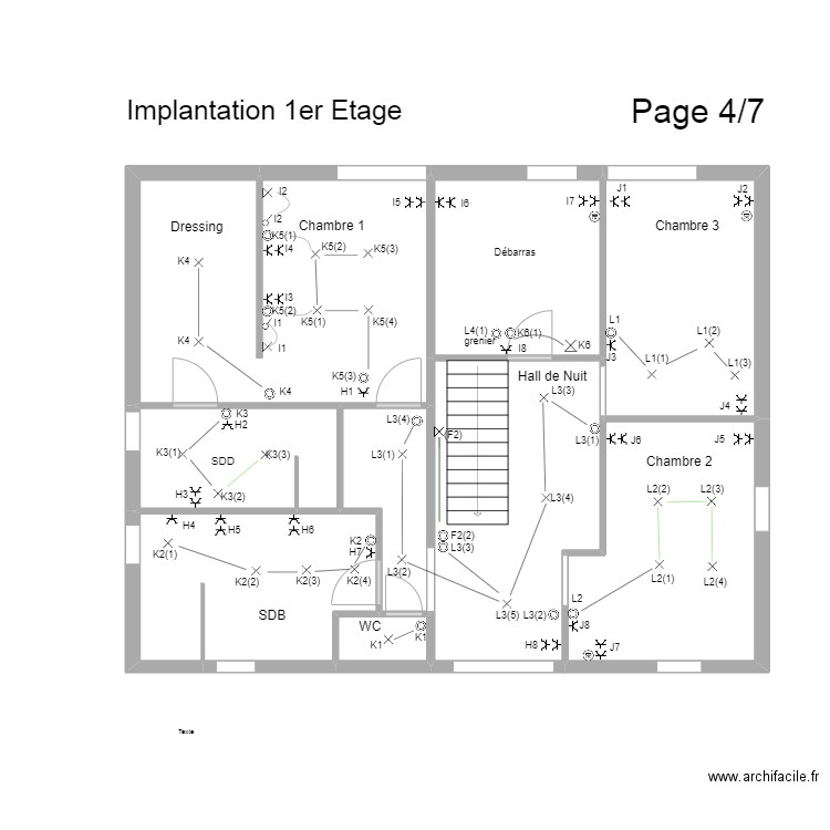 Maison Fanny Romain étage 1  2/4. Plan de 9 pièces et 90 m2