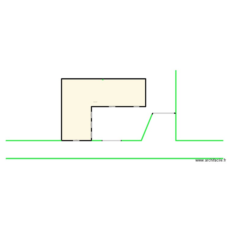 clôture. Plan de 1 pièce et 90 m2