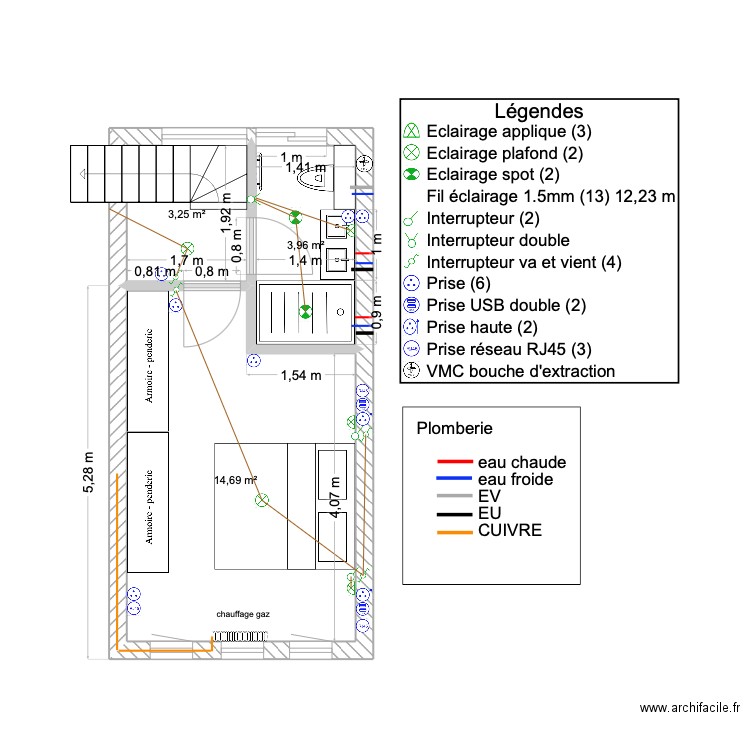 villemoisson2. Plan de 3 pièces et 22 m2