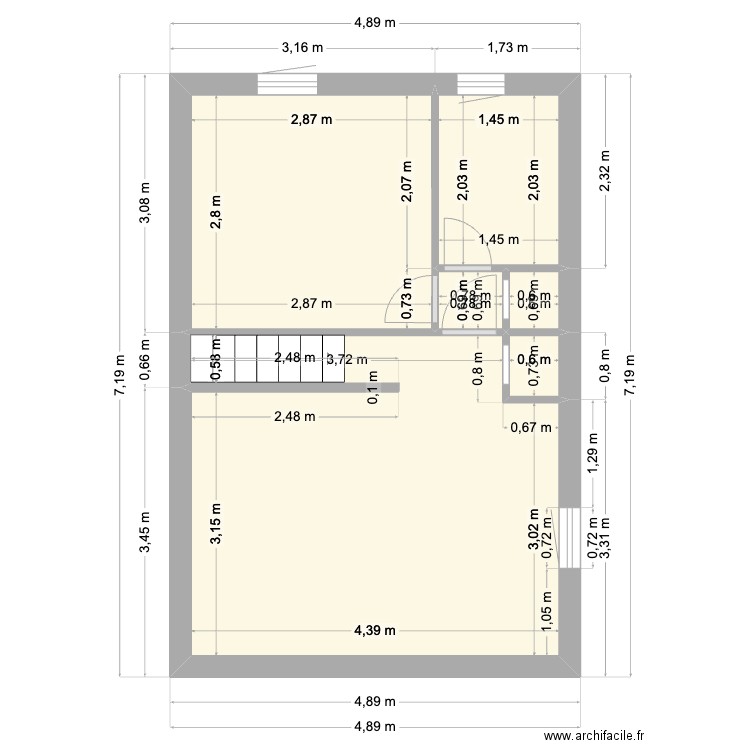 Valmorel étage. Plan de 6 pièces et 28 m2