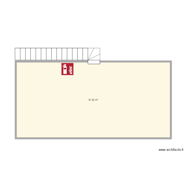 Etage. Plan de 1 pièce et 51 m2