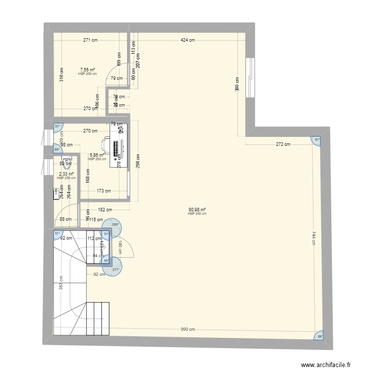 plan rdc 3. Plan de 4 pièces et 97 m2