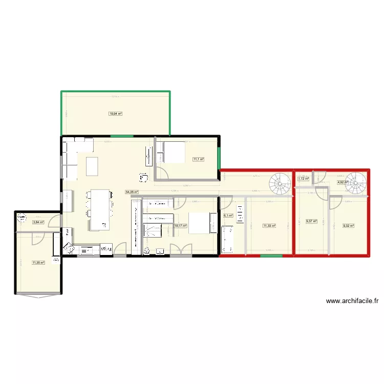 StCyprien Echelle Ext Bois Etage. Plan de 12  et 161 m²