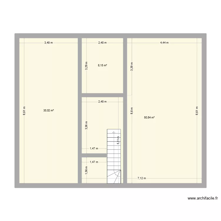 etage. Plan de 3 Pièces et 89 m² etage. Plan de 3 Pièces et 89 m²
