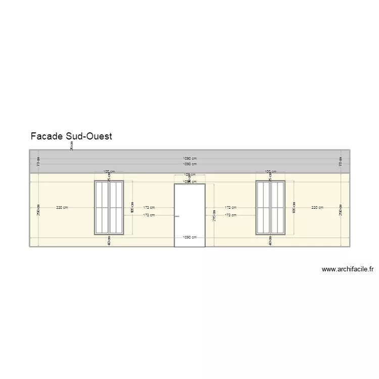 Fa&ccedil;ade sud-ouest. Plan de 