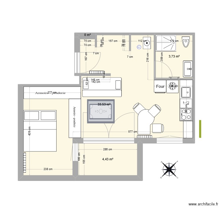 crolles 3. Plan de 4 pièces et 42 m2